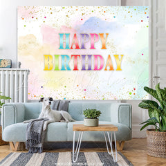 Lofaris Rainbow Watercolor Style Glitter Birthday Backdrop