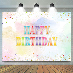 Lofaris Rainbow Watercolor Style Glitter Birthday Backdrop