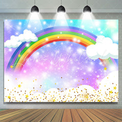 Lofaris Rainbow White Clouds Baby Shower Backdrop For Party