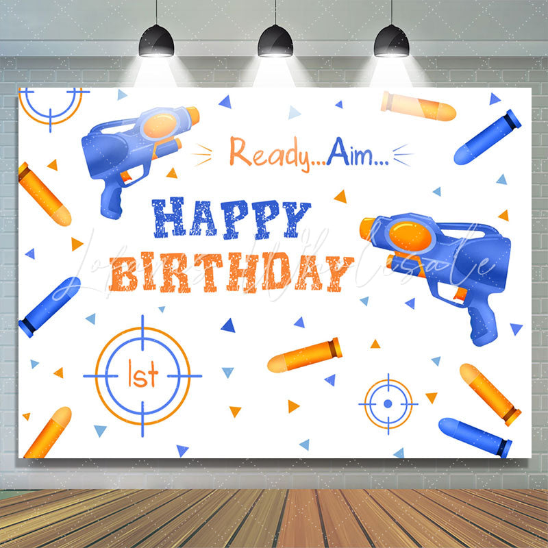 Lofaris Ready Aim Bottle Shot Boy Happy Birthday Backdrop