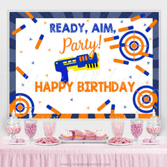 Lofaris Ready Aim Cartoon Pistol Themed Birthday Backdrop