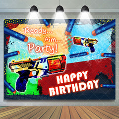 Lofaris Ready Aim Party Happy Birthday Backdrop For Boys