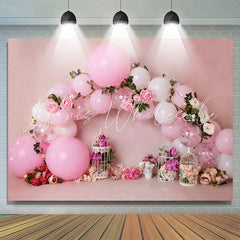 Lofaris Realistic Balloon Pink Flower Happy Birthday Backdrop