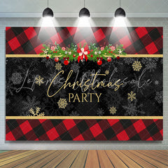 Lofaris Red And Black Gingham Snowflake Christmas Backdrop