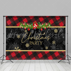 Lofaris Red And Black Gingham Snowflake Christmas Backdrop