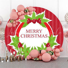 Lofaris Red And Green Round Christmas Wreath Backdrop For Party