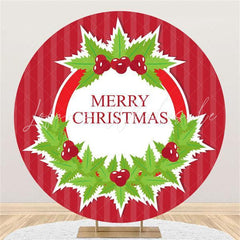 Lofaris Red And Green Round Christmas Wreath Backdrop For Party