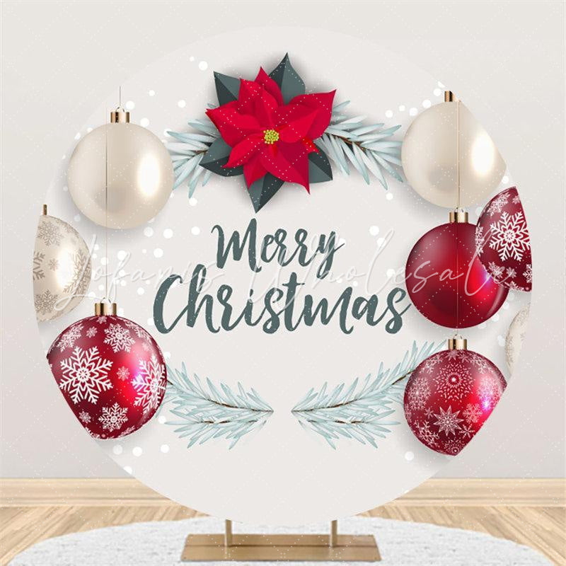 Lofaris Red And White Decorative Ball Round Chrismas Backdrop