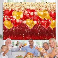 Lofaris Red And Yellow Ballons Glitter Birthday Party Backdrop