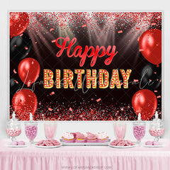 Lofaris Red Balloon Stage Light Happy Birthday Backdrop