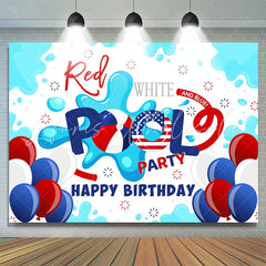 Lofaris Red Blue Balloon Pool Party Birthday Backdrop