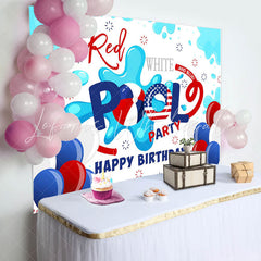 Lofaris Red Blue Balloon Pool Party Birthday Backdrop