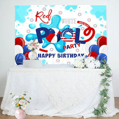 Lofaris Red Blue Balloon Pool Party Birthday Backdrop