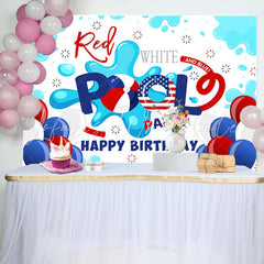 Lofaris Red Blue Balloon Pool Party Birthday Backdrop