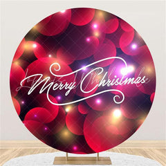 Lofaris Red Bokeh Custom Round Merry Chrismas Party Backdrop