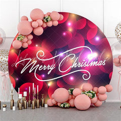 Lofaris Red Bokeh Custom Round Merry Chrismas Party Backdrop