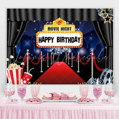 Lofaris Red Carpet Marquee Movie Night Happy Birthday Backdrop