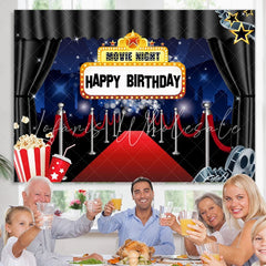 Lofaris Red Carpet Marquee Movie Night Happy Birthday Backdrop