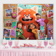 Lofaris Red Cat And Kids Happy Birthday Party Backdrop Banner