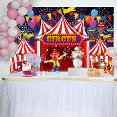 Lofaris Red Circus Clowns Animals Balloon Birthday Backdrop