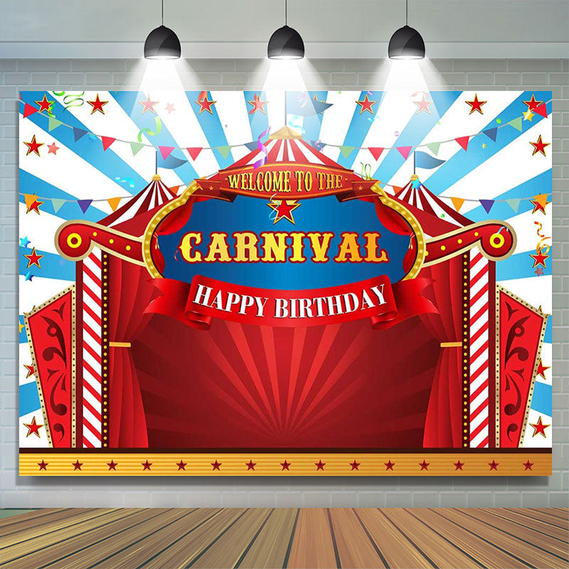 Lofaris Red Circus Flag Stars Carnival Birthday Backdrop