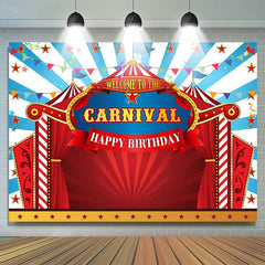 Lofaris Red Circus Flag Stars Carnival Birthday Backdrop