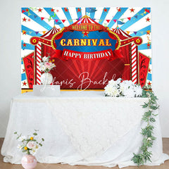 Lofaris Red Circus Flag Stars Carnival Birthday Backdrop