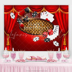 Lofaris Red Curtain And Black White Card Birthday Backdrop