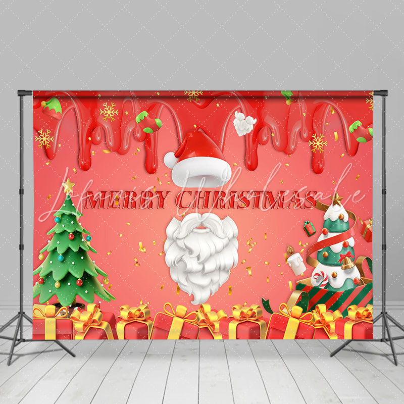 Lofaris Red Dessert Gift Tree Santa Merry Christmas Backdrop