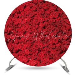 Lofaris Red Floral Wall Romantic Round Wedding Backdrop