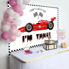 Lofaris Red Formula Racing Car Im Three Birthday Backdrop