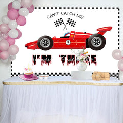 Lofaris Red Formula Racing Car Im Three Birthday Backdrop