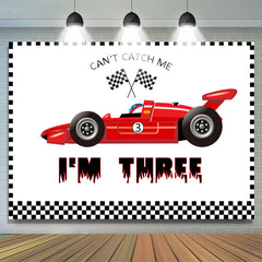 Lofaris Red Formula Racing Car Im Three Birthday Backdrop