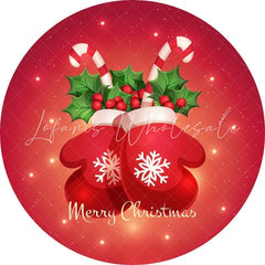 Lofaris Red Glove Snowflake Circle Backdrop For Merry Chrismas