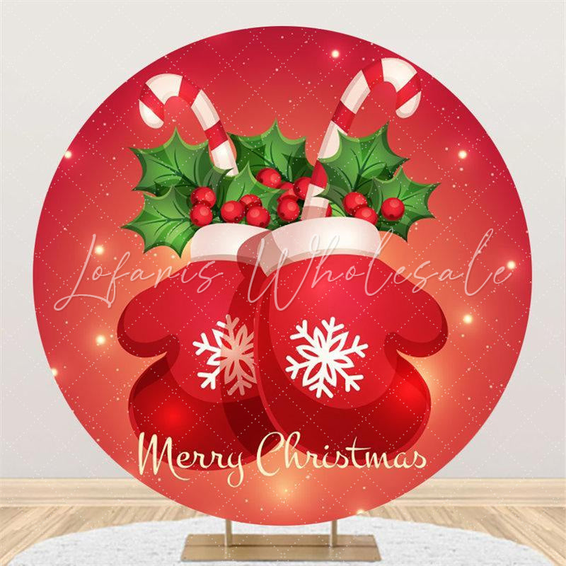 Lofaris Red Glove Snowflake Circle Backdrop For Merry Chrismas