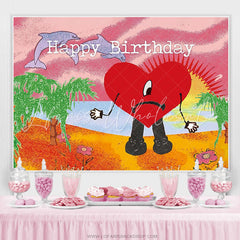 Lofaris Red Heart Happy Birthday Backdrop For Photography