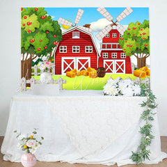 Lofaris Red House Farm Apple Trees Grass Birthday Backdrop