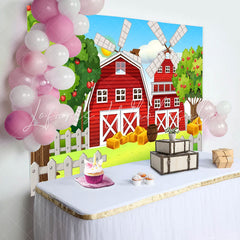 Lofaris Red House Farm Apple Trees Grass Birthday Backdrop