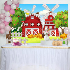 Lofaris Red House Farm Apple Trees Grass Birthday Backdrop