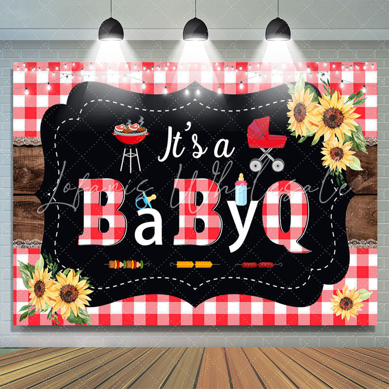 Lofaris Red Plaid Turnsole Its A Babyq Theme Shower Backdrop