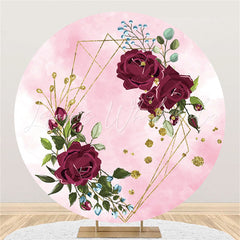 Lofaris Red Rose Pink Theme Happy Birthday Circle Backdrop