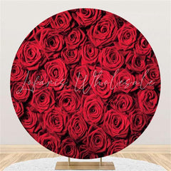 Lofaris Red Roses Theme Round Wedding Party Backdrop