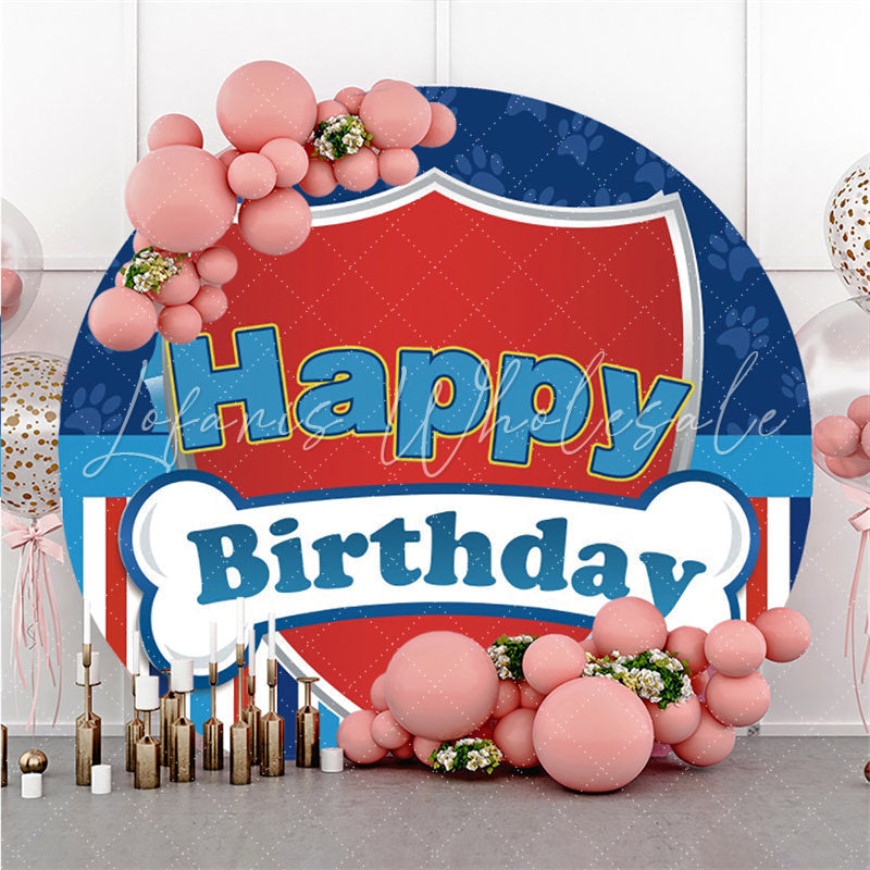 Lofaris Red Shield Round Blue Happy Birthday Backdrop For Boy