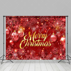 Lofaris Red Snowflake Balls Snow Merry Christmas Backdrop