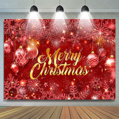 Lofaris Red Snowflake Balls Snow Merry Christmas Backdrop