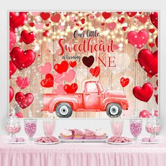 Lofaris Red Sweetheait And Car 1st Happy Birthday Backdrop