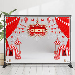 Lofaris Red White Circus Curtain Flag Birthday Backdrop