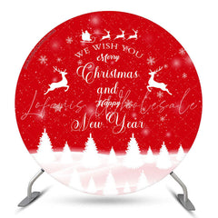 Lofaris Red White Forest New Year Round Christmas Backdrop