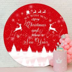 Lofaris Red White Forest New Year Round Christmas Backdrop