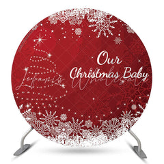 Lofaris Red White Glitter Christmas Circle Round Backdrop